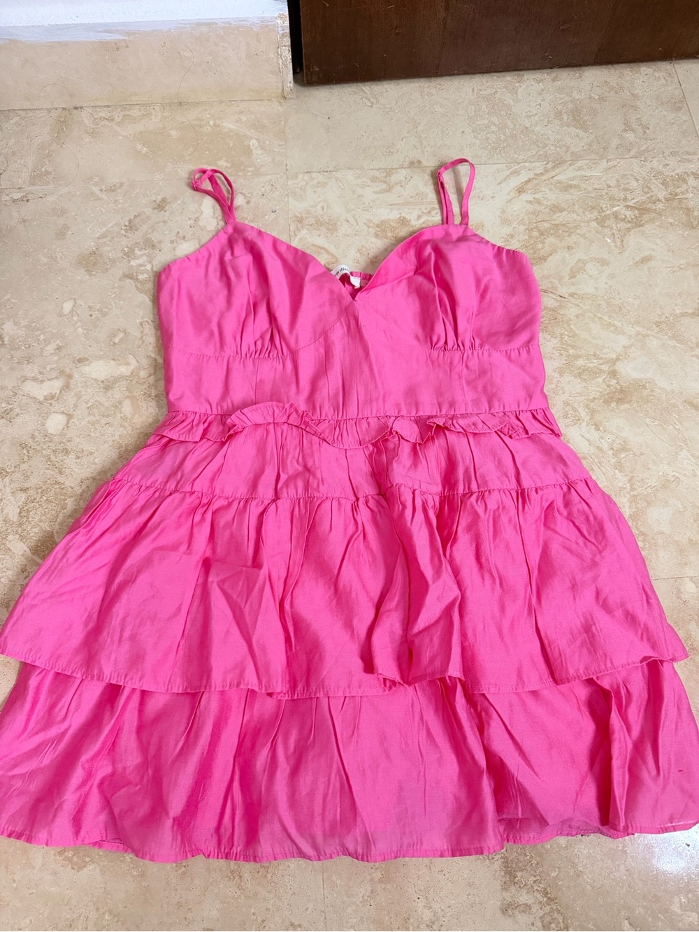 Boutique Girls' Pink Tiered Spaghetti Strap Romper Dress